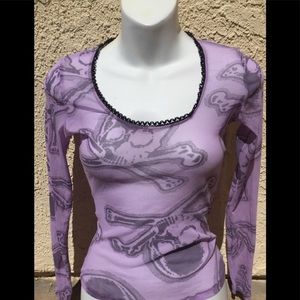 ISO LIP SERVICE PURPLE SKULL MESH TOP